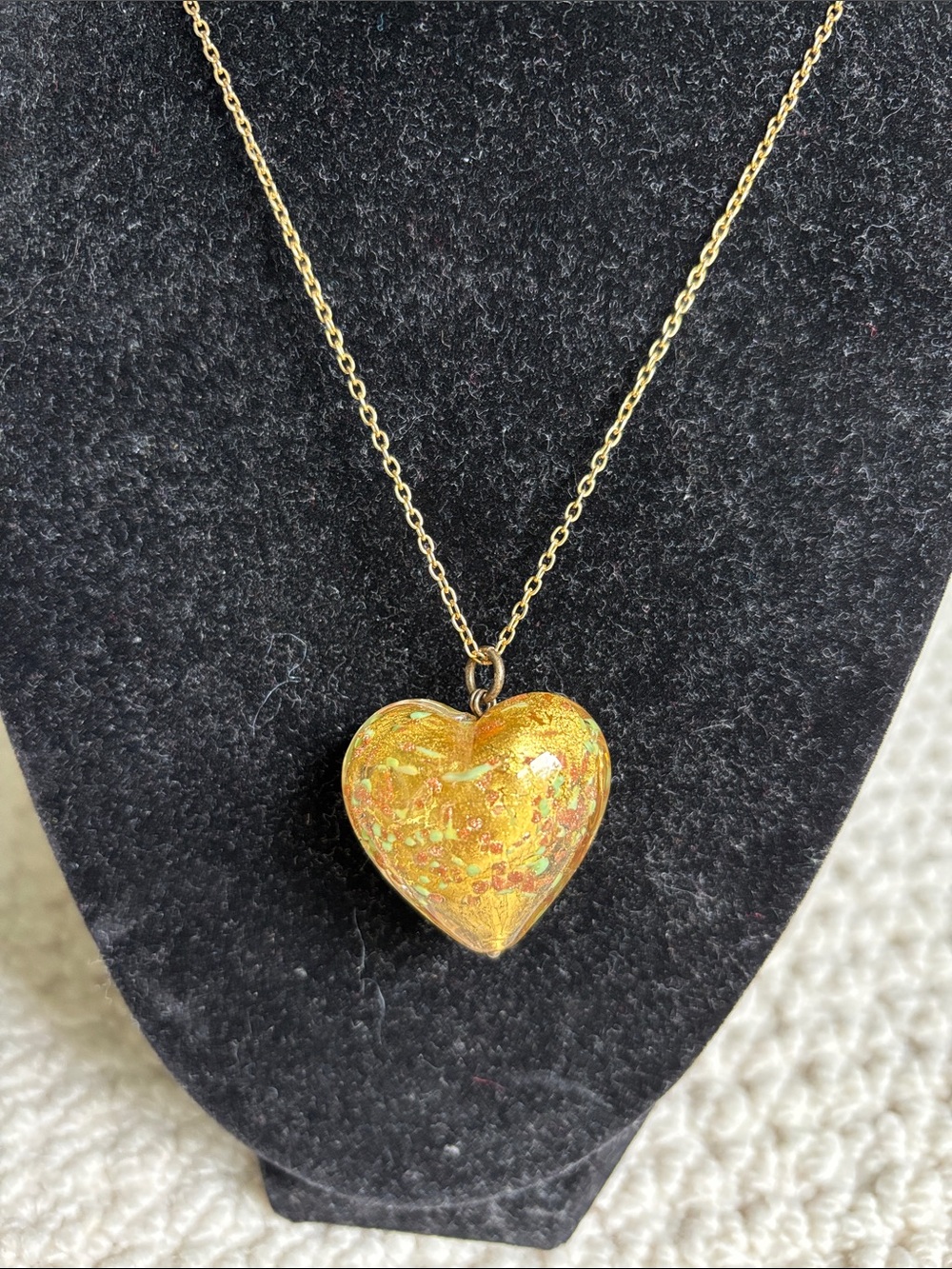 Puffed Heart Glass Necklace
